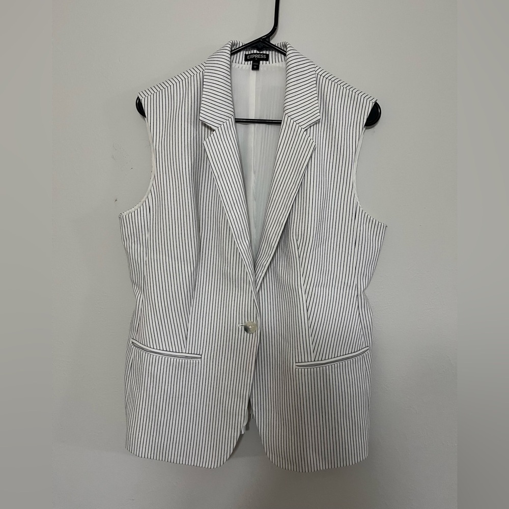 Express White and Black Pinstripe Vest